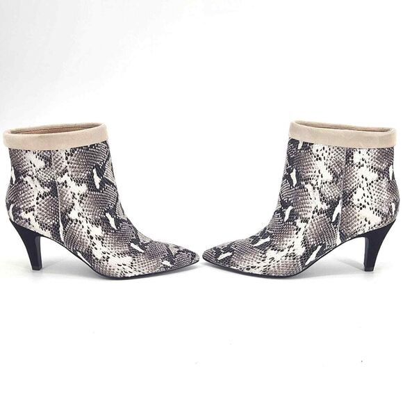 New 42 Gold Ojai Cuff Ankle Boots Snakeskin Print Leather Booties Women Size 7.5 - Picture 2 of 9
